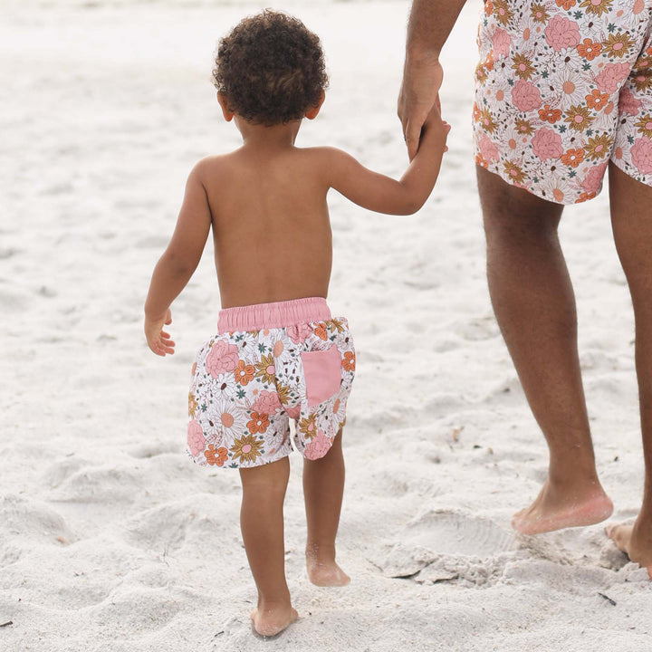 pink floral swim trunks for boy 