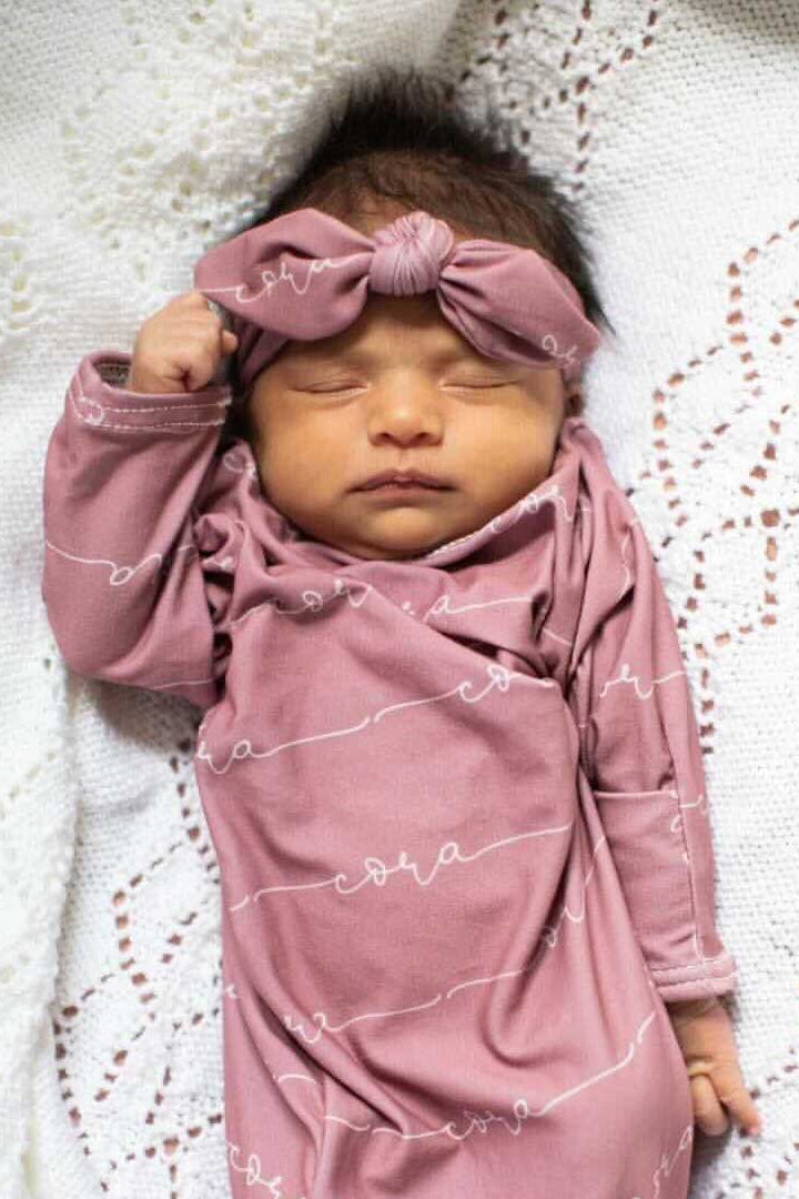 dusty rose newborn outfit personalized