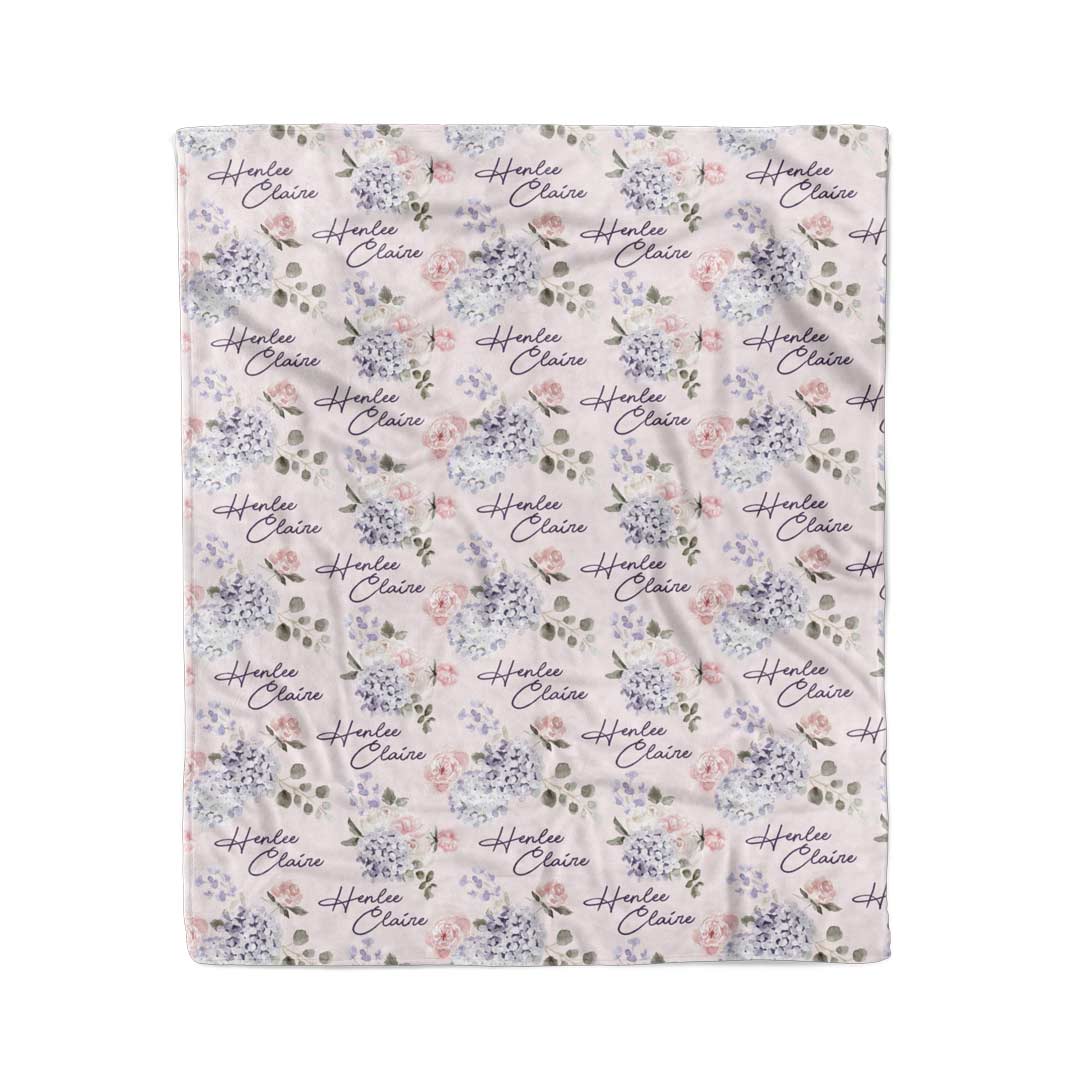 hydrangea personalized blanket