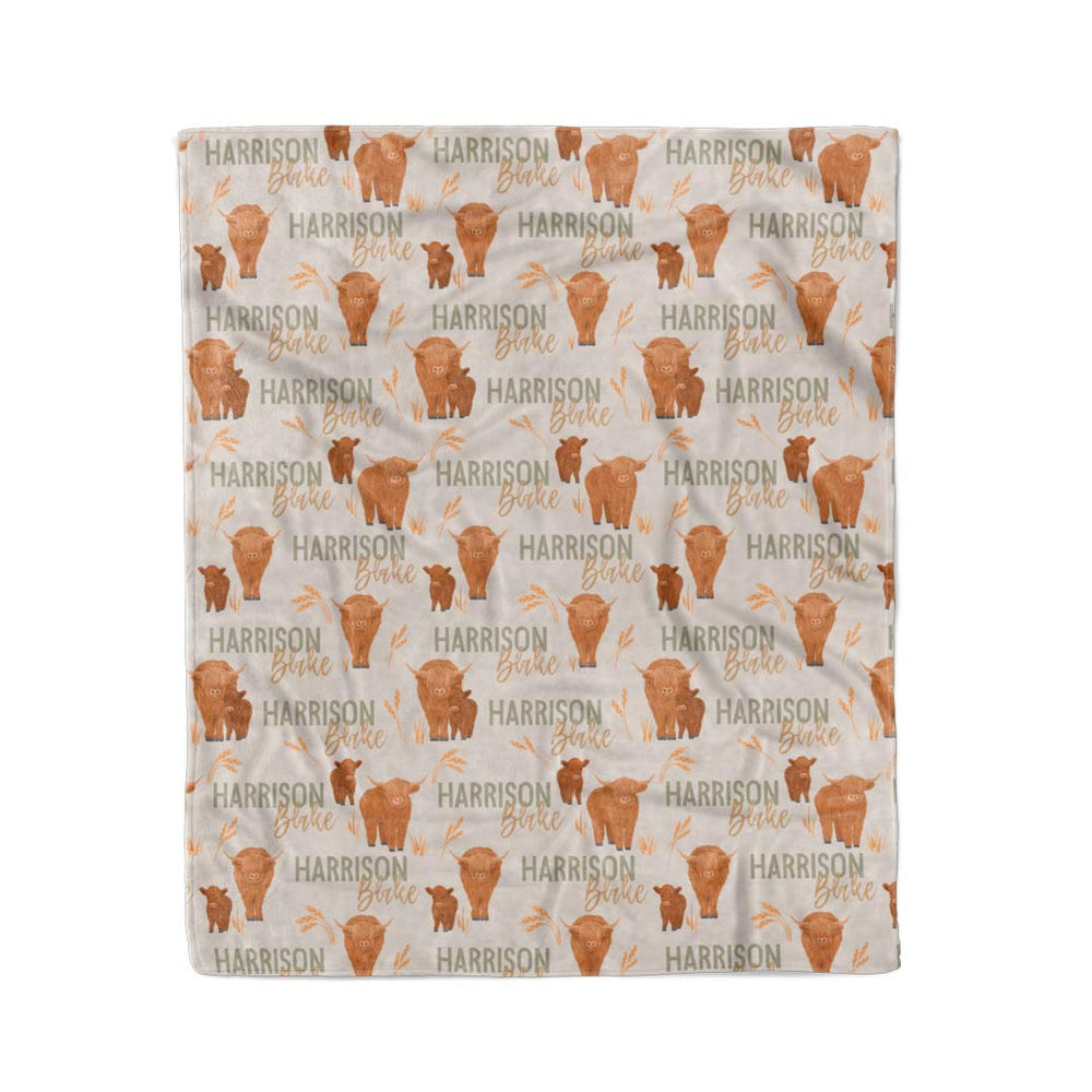 highland cow personalized blanket