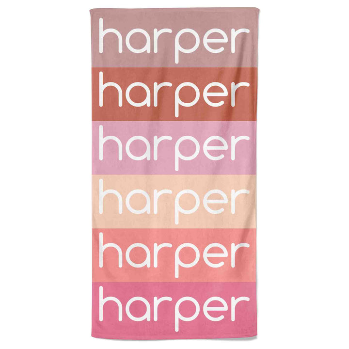 raspberry ombre personalized beach towel