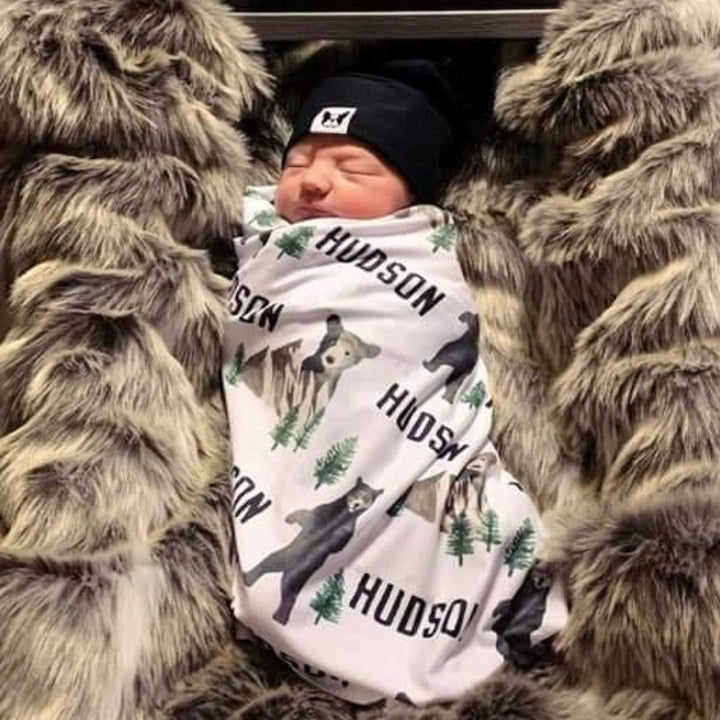 Brody's Bear Personalized Baby Name Swaddle Blanket