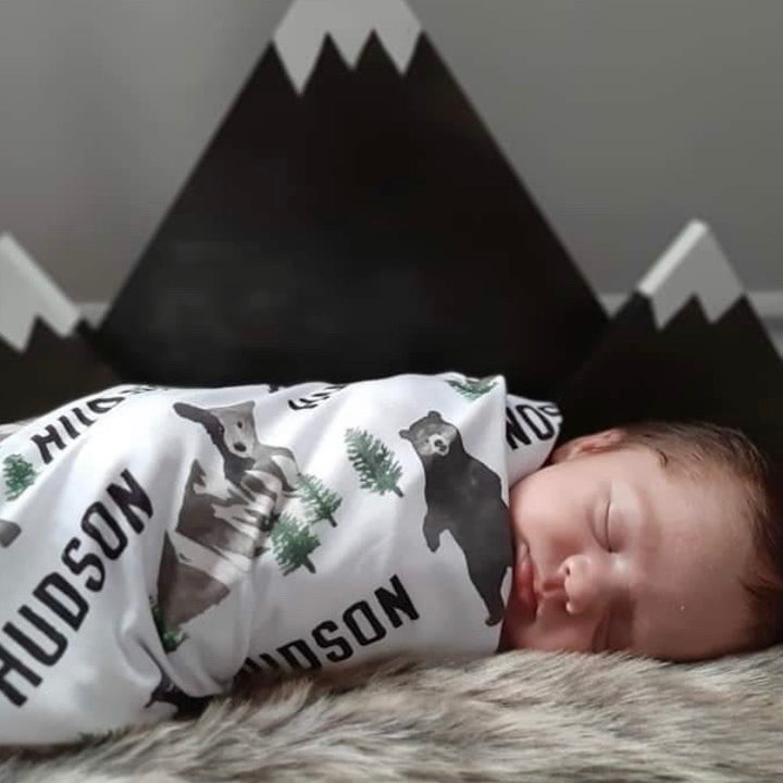 Brody's Bear Personalized Baby Name Swaddle Blanket