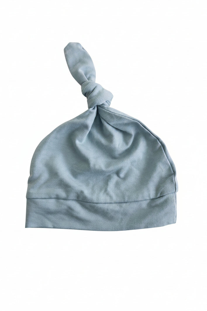 Solid Light Dusty Blue Bamboo Knotted Hat