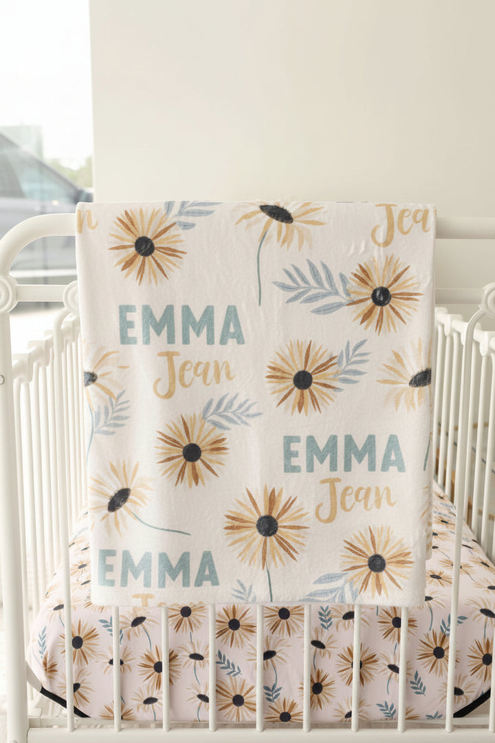 sunday's daisy personalized kids blanket 