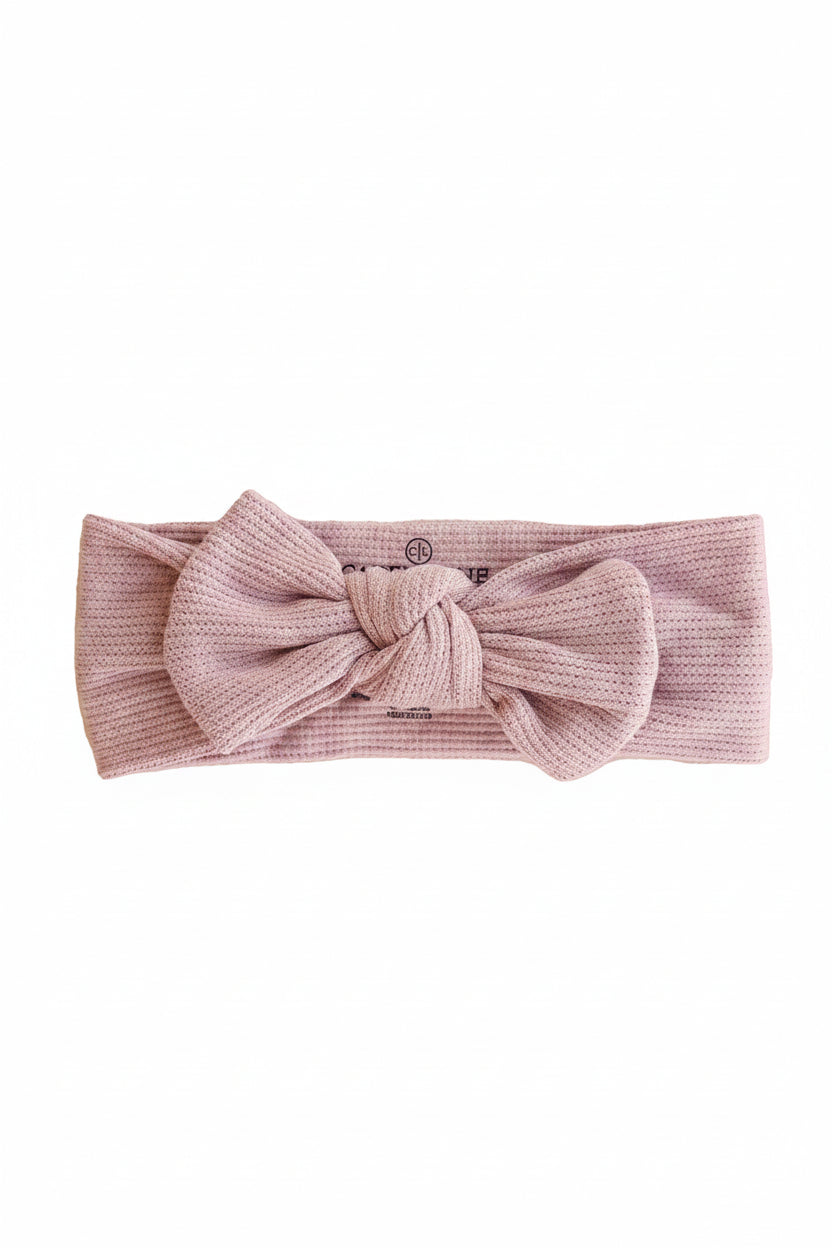 Vintage Rose Bamboo Waffle Knit Large Bow Headwrap