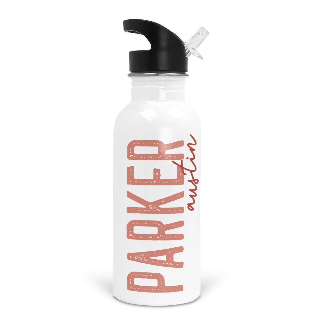 rust Ombre personalized kids water bottle 