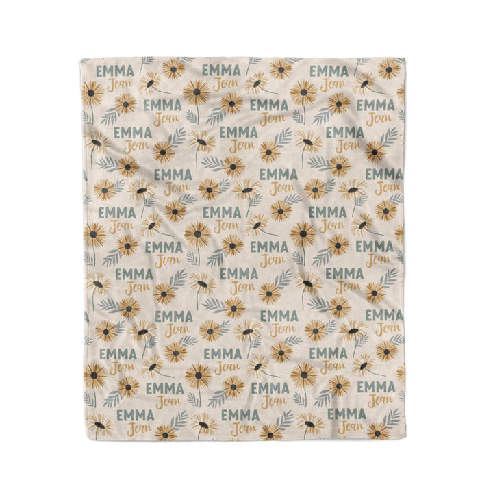 yellow flower personalized kids blanket