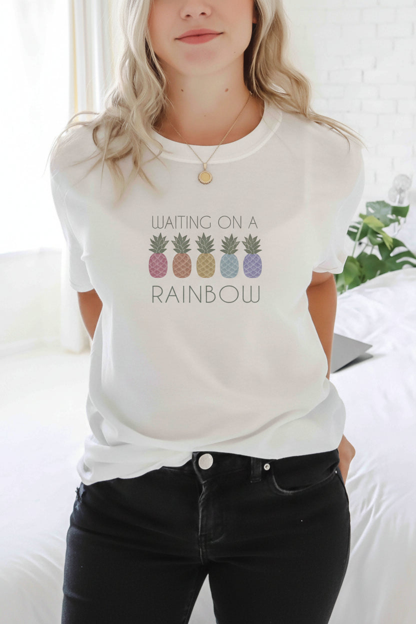 waiting on a rainbow graphic tee