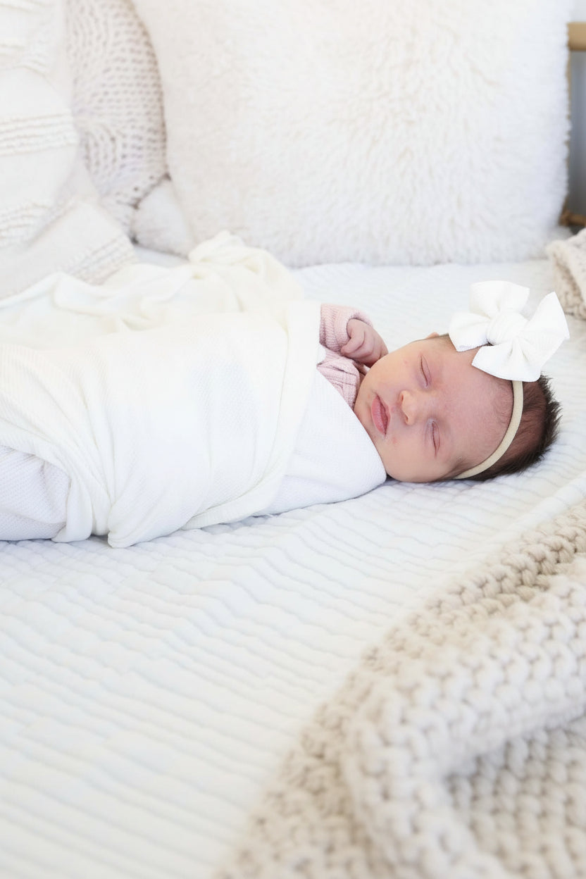 cloud white waffle swaddle 
